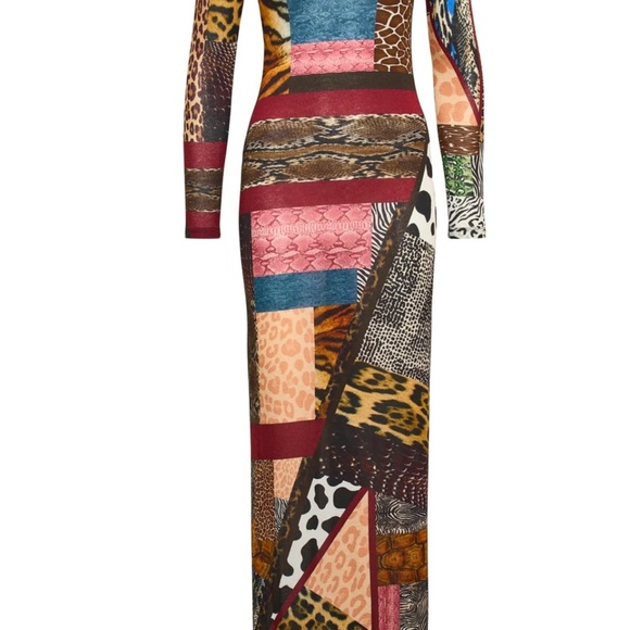 Unbreak. IT Made in Italy Janina Animal Print Maxi Dress Sz X-Large NWT - Picture 2 of 11